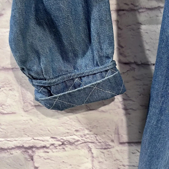 Saint Germain Paris Vintage Denim Chore Jacket Embellished Chambray Shacket - Picture 5 of 14